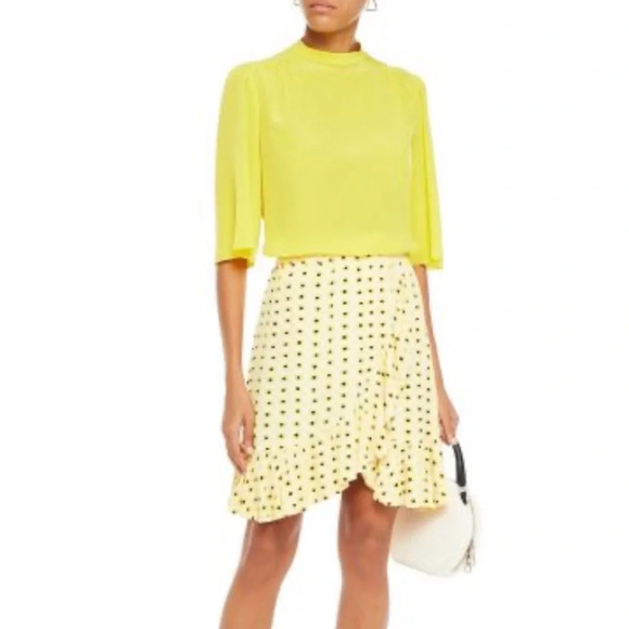 GANNI WRAP-EFFECT PRINTED CREPE MINI SKIRT - Picture 1 of 6